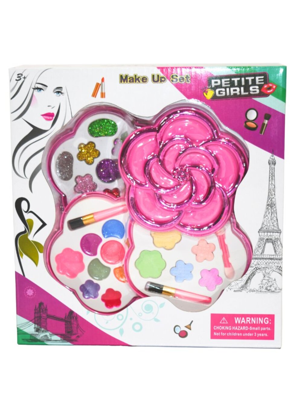 Kids Pretend Makeup Kit, Flower Cosmetic Play Set with Mirror for Dress Up - Picture 8 of 10